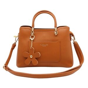 Flora & Co Paris Synthetic Leather Camel Shoulder Bag